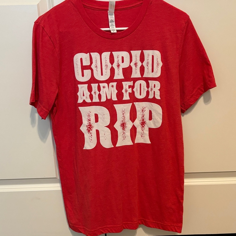 Women’s Red Graphic T-Shirt with Bold Text